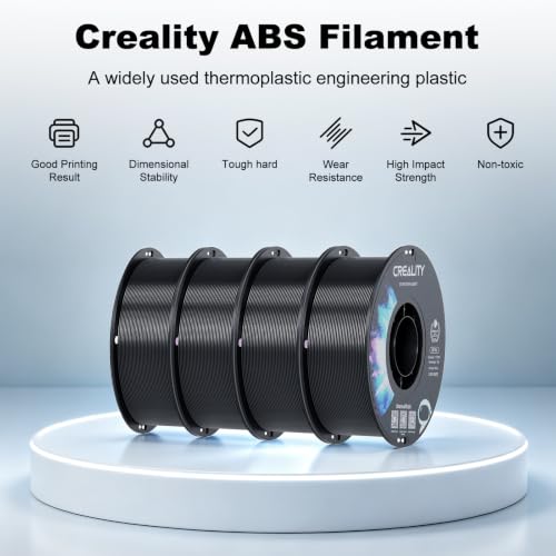 Creality ABS Filament 1.75mm, 3D Printer Filament Bundle, 4kg Spool, Black - color: Abs Black