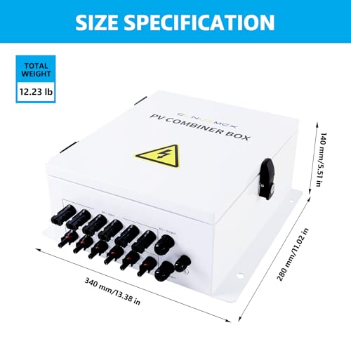 6 String Metal Solar Combiner Box, PV Combiner Box with 20A Rated Current Fuse, Surge Protective Device & 63A Air Circuit Breaker (6 String)