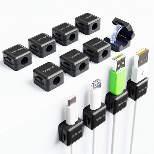 12-Pack Magnetic Cable Clips, Adhesive Cord Holder for Desk, Nightstand, Wall, Car - Organizes USB/HDMI/Charger Cables (No Residue, Black) - style: 12Pack Black