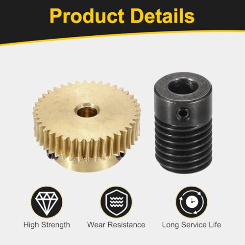 uxcell Worm Gear Set 40T 0.5 Mod 1:40 Brass Gear-4mmOD,1045 Steel Rod 6mmOD - size: Gear-4mm, Rod-6mm Bore, style: 0.5M-40T