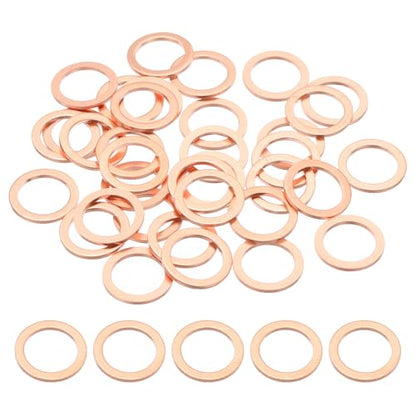PATIKIL 35PCS M10 Copper Washers, M10x14x1mm Copper Crush Washer Metric Flat Washers Sealing Washers Assortment Kit Oil Drain Plug Gasket Ring for Automotive Battery Vehicles Screws Bolt - size: M10x14x1mm