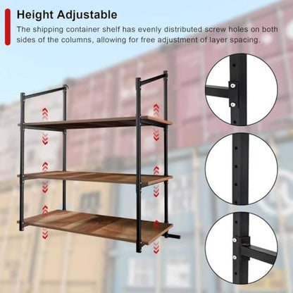 4 Pack Shipping Container Shelving Bracket, 3-Tier Shipping Container Shelf with Adjustable Height, Suitable for Heavy Duty Trailer Containers (22" D x 58" H)