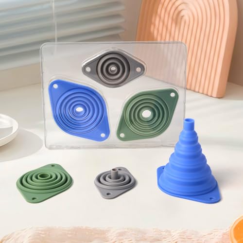 Kitchen Funnel Set of 3,Small and Large,Funnels for Kitchen Use Filling Bottle,Folding Silicone Funnel Used for Transferring Liquids in the Kitchen - size: 3Pack - Large,Medium,Small