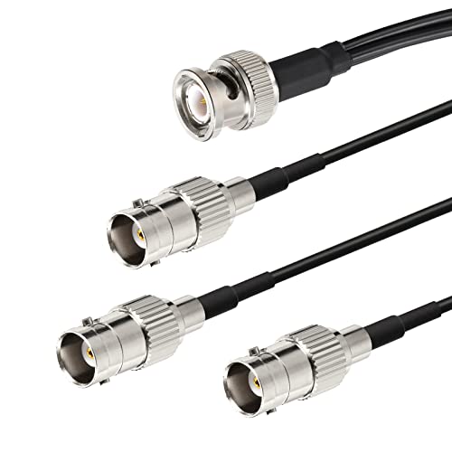 Eightwood BNC Splitter Cable 6in, BNC Male to Triple Female Adapter 50 Ohm - color: male to triple female