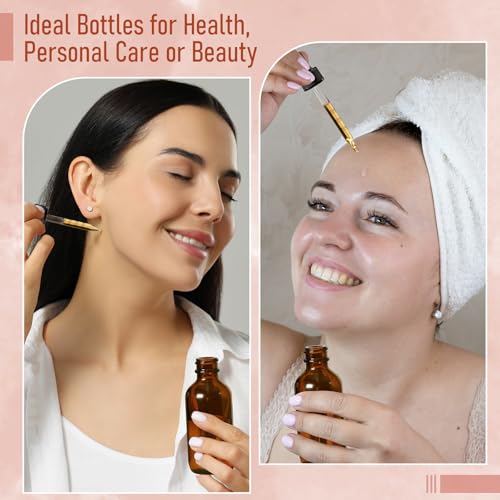 4 oz Dark Amber Glass Dropper Bottles with Measured Dropper, 4 Pack- 120ml Thick Tincture Bottle with Measurement Eye Droppers, Leakproof Essential Oils Bottle for Health, Personal Care & Beauty - color: Amber