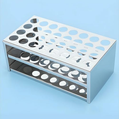 Labasics Stainless Steel Test Tube Rack, 32-Hole for 22.5 mm Tubes, Corrosion-Resistant for Laboratory Sample Storage