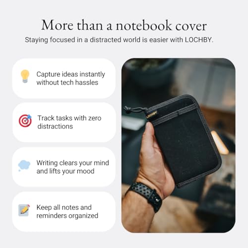 LOCHBY® Pocket Journal | Tomoe River 3.5" x 5.5" Notebook | Waxed Canvas | Ideal for Travelers & Daily Use, Fits Field Notes, Moleskine Cahier - color: Black, size: Pocket-size Zipper