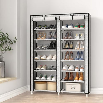 JIUYOTREE 7-Tier Shoe Rack Shoe Storage Organizer Ash Gray - color: Ash Grey