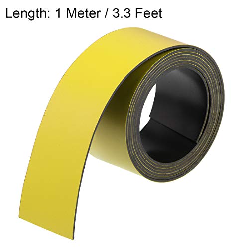 uxcell Dry Erase Magnetic Strip 1 Inch x 3.3 Feet Magnetical Sheet Labels Stickers Writable Yellow for Whiteboards Refrigerator and Crafts - color: Yellow