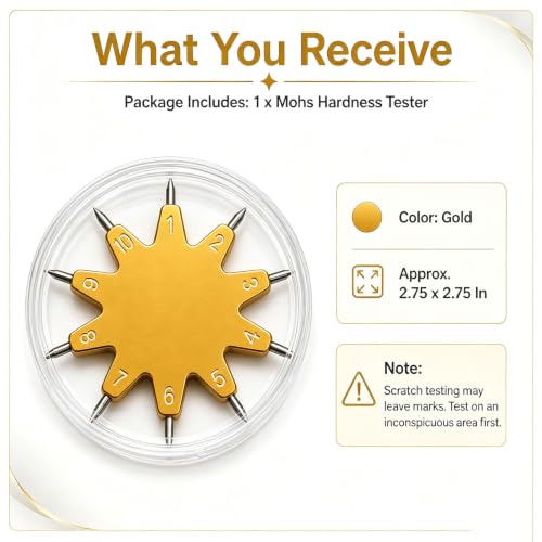 Mohs Hardness Tester, 1-10 Scratch Test Tool with Clear Storage Box