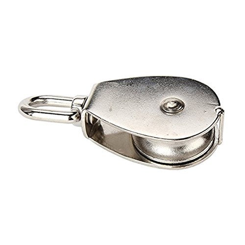 1-Pack M50 Single Pulley Block Stainless Steel Heavy Duty Hardware Single Wheel Swivel Rigging Lifting Wheel Fixed Pulley for Wire Rope Loading 400kg - size: 1-Pack M50
