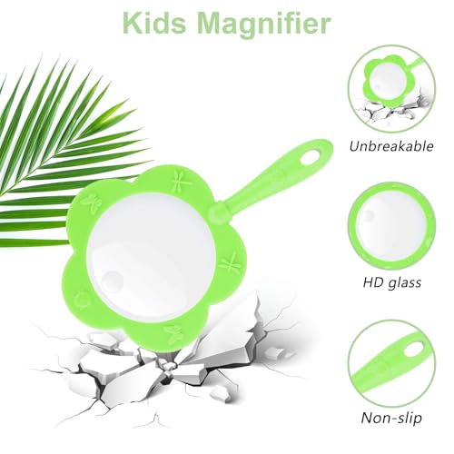 Kids Flower Magnifying Glass Handheld Magnifier for Outdoor Exploration