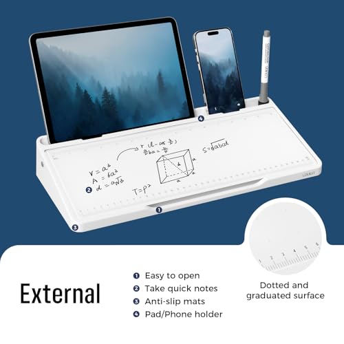 loukin Glass Desktop Whiteboard, 15.3" x 5.6" Dry Erase Desk Board, White - color: White