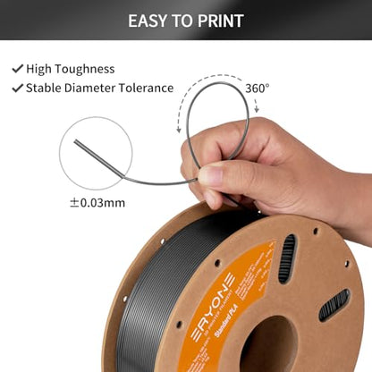 ERYONE PLA Filament 3D Printer PLA Filament 1.75mm +/- 0.03mm, PLA Filament 1KG Cardboard Spool(2.2LBS), Grey - color: Pla-grey, size: PLA-1kg