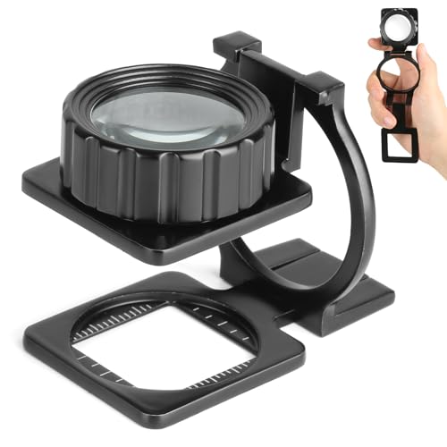 Rongon Jewelers Loupe Magnifier, Pocket Magnifying Glass, 15X Folding Magnifiers, Small Magnifying Lens for Reading, Jewelry, Textile, Stamps, Coins, Rocks
