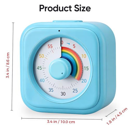 Rainbow Visual Timer for Kids, 60 Minute Silent Countdown Clock - color: Blue-rainbow