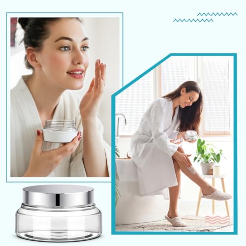 24 Pack Plastic Cosmetic Jars with Lids Label, 5 oz, Clear,Silver - color: Clear,Silver, size: 5 oz