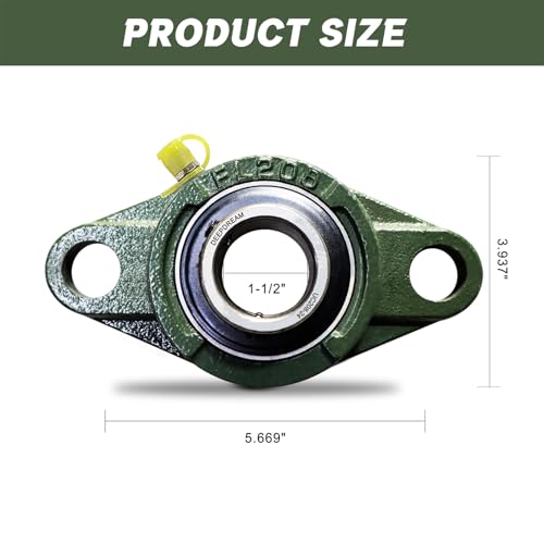2 Pcs of UCFL208-24 Pillow Block Bearing Flange Mounted Pillow Block Bearings - Chrome Steel Bearings with 1-1/2" Bore - size: UCFL208-24-2Pcs