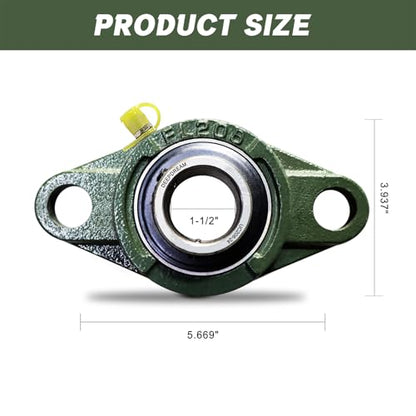2 Pcs of UCFL208-24 Pillow Block Bearing Flange Mounted Pillow Block Bearings - Chrome Steel Bearings with 1-1/2" Bore - size: UCFL208-24-2Pcs