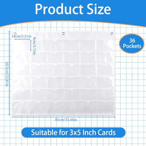 3x5 Inch Index Card Business Card Holder Sleeve Hanging Wall Mount Pocket - color: White