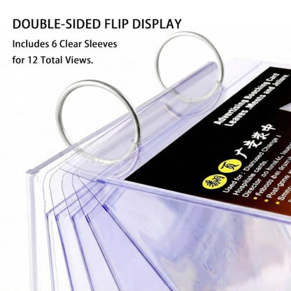 2Pcs Table Flip Menu Holder with 6 Pages Sleeve, 4" X 6" Tabletop Sign Vertical Display Stand with Base, Acrylic PVC Rotating Rack, for Photo, Restaurant, Bar, Job Fair - size: A6, Vertical, 2pcs