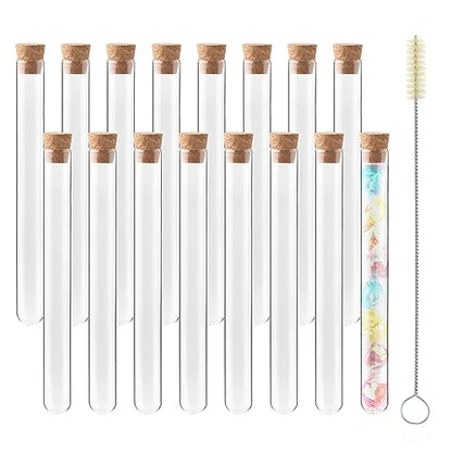 Clear Glass Test Tubes 50PCS, 16x150mm (20ml) Glass Test Tube with Cap and Brush for Scientific Plants, TTGS02A50 - style: 50PCS of 16x150mm (20ml)