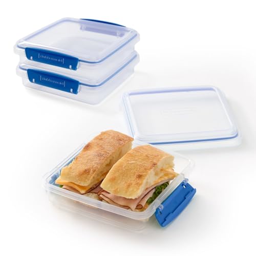 Rubbermaid Pack & Go 450 mL Sandwich Container, 3-Pack, Meal Prep Containers with Secure Seal Lids - size: 450mL (3-Pack)