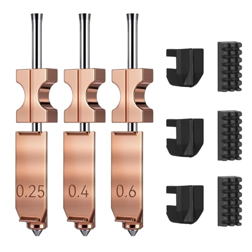 AD5X Nozzle,Quick-Swap Copper Alloy Hardened Steel 3D Printer Hotend with Silicone Cover and Nozzle Wiper Support High Flow Printing ONLY Compatible with Flashforge AD5X 3D Printer-0.25mm+0.4mm+0.6mm - color: 3PCS 0.25mm+0.4mm+0.6mm