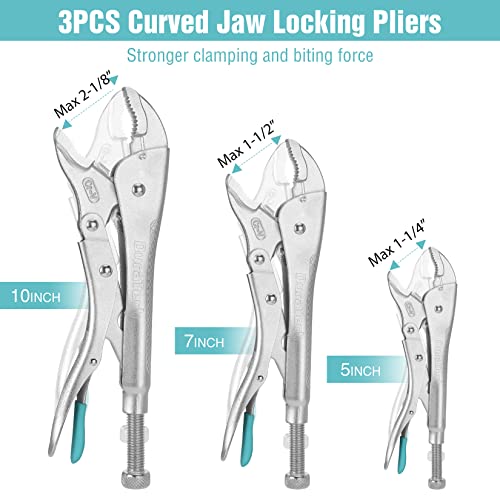 DURATECH 6PCS Locking Pliers, Long Nose Jaw and C-Clamp Vice Grip Pliers