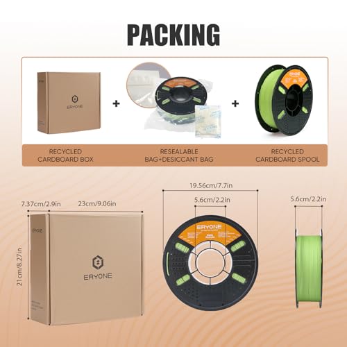 ERYONE Matte PLA Basic 3D Printer Filament 1.75 +/- 0.03mm, Matte Filament 1KG(2.2LBS) Spool, Moss Green - color: Lite Matte Moss Green