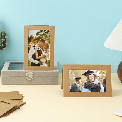 Silunkia 60 Packs Brown Photo Frame Cards with Envelopes for 5 x 7 Picture - color: Brown, size: 5x7
