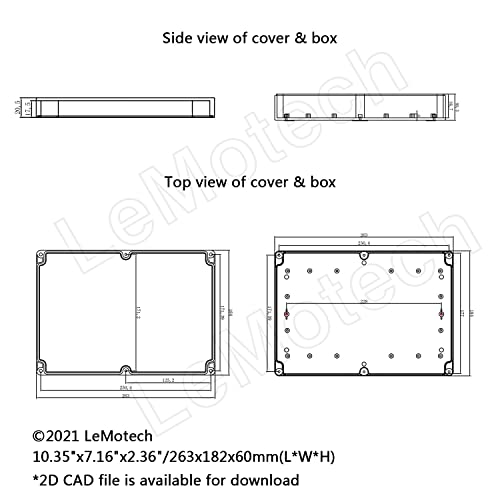 LeMotech Electrical Box ABS Plastic Project Box IP65 Waterproof Junction Box Project Case Universal Enclosure for Electronics Black 10.3X 7.1x 2.3 inch (263x182x60mm)（Pack of 1 - color: Black (1 pack), size: 10.3" x 7.1" x 2.3"