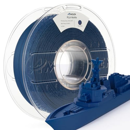AMOLEN Matte PLA 3D Printer Filament 1.75mm Navy Blue Smooth Finish 1KG - color: Navy Blue