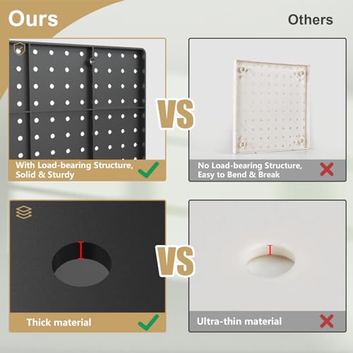 FZK Modular Plastic Peg Board Wall Organizer Kit, 16x16, Black - color: 16inch-Pegboard Kit-Black