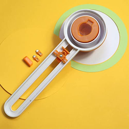 Circular Paper Cutter Cut Circle Paper Trimmer Scrapbooking Tool Rotary Cutter Craft Supplies, Round Cutting Knife Cards Cutters (included 3 blades) (Orange)