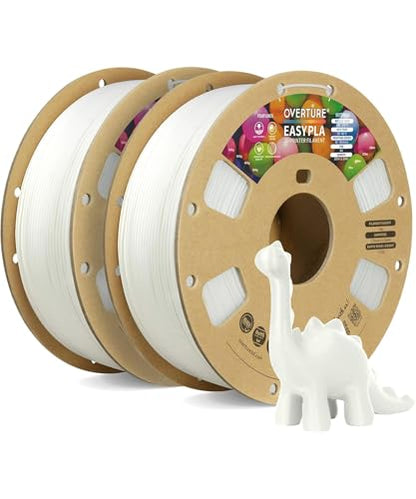 OVERTURE 2KG Bundle Easy PLA 1.75mm, Easy to Print 3D Printer Filament - color: Easy White*2