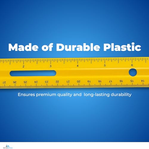 1InTheOffice Plastic Ruler 12 Inch, Metric Rulers with Inches and Centimeters, Office and School Rulers, Assorted Color, 6 Pack