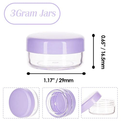 3 Gram Sample Containers with Lids, 50 Count, Purple Lid - color: Purple