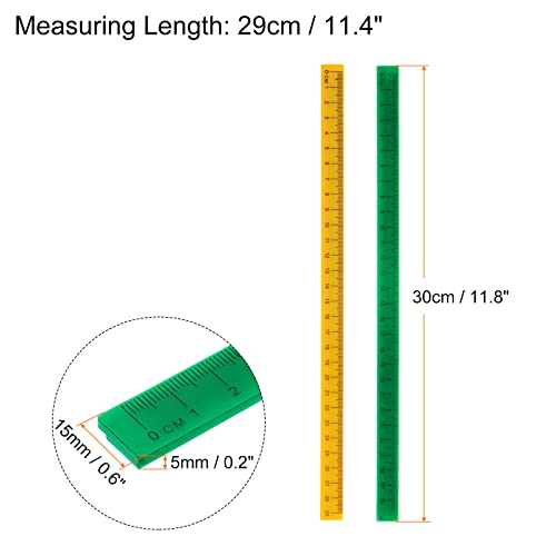 HARFINGTON 3pcs Whiteboard Magnetic Ruler 29cm Metric Blackboard Straight Rulers Office Measuring Tools, Green Yellow - color: Green
