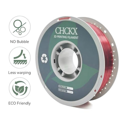 PETG 3D Printer Filament 1.75mm, +/-0.02mm Tolerance, 1kg Spool(2.2lbs), Clear Red - color: Transparent Red, size: PETG