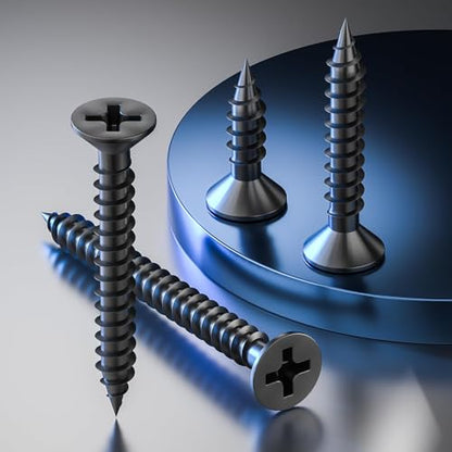 Wensilon # 8X2 (125PCS) Flat Head Black Wood Screw 4X50, Quick Metal self Tapping Flat Head - color: Black, size: #8x2"