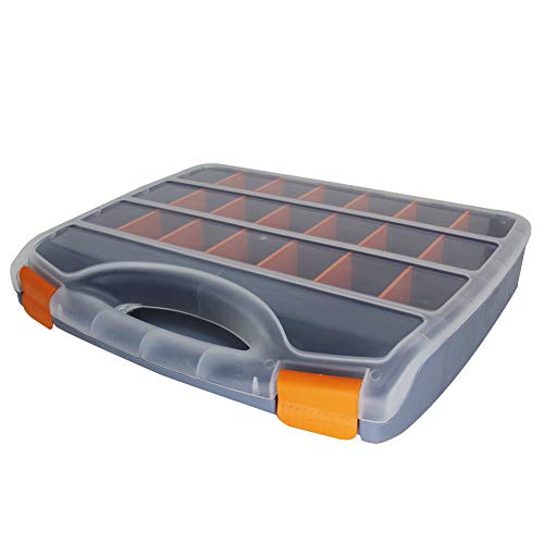 Utoolmart Tool Box Tools Organizer, Plastic Hardware Box Storage with Tray and Organizers Includes Removable Parts Boxes,for Hardware, Screws, Bolts, Nuts 15 x 12.2 x 2.8 inches Translucent 1Pcs - size: Clear