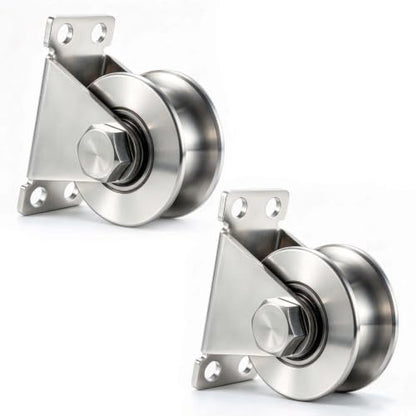 Cable Pulley Wheel Stainless Steel, Duplex Bearings, Rope Pulley for Pulley System, Gym Equipment, Sliding Gate, 2 Pack - size: 48mm_2 PCS