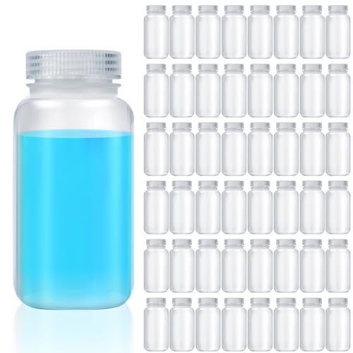 Tatuo 48 Pcs 4 oz 125ml Polypropylene Reagent Bottle Plastic Sample Bottles with Screw Caps Translucent PP Sample Containers with Lid for Liquids, Laboratory, Storage at Home (Clear) - color: Clear, size: 4 oz 125ml