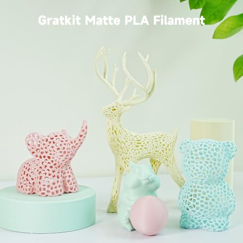 Gratkit Matte PLA Filament 1.75mm 4*250g, PLA Matte Blue,Pink,Yellow,Green - color: Matt-blue,pink,yellow,green