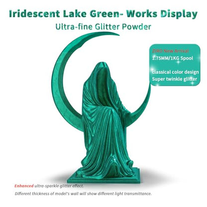 ZIRO 3D Printing Filament, 1.75mm Twinkle Effect 1KG Spool, Lake Green - color: Lake Green