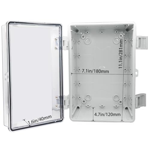 Waterproof Electrical Box Dustproof Junction Box Weatherproof IP67 ABS Plastic Enclosure Switch Router Project Box with Mounting Plate with Wall Bracket 2 Cable Glands Clear 11.8"x7.9"x6.7" - color: Clear, size: 11.8" x 7.9" x 6.7" 1pc