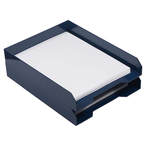 JAM PAPER Stackable Paper Trays - Navy Blue - Desktop Document, Letter, & File Organizer Tray - Sold Individually - color: Navy Blue, size: Pack of One (1) Tray