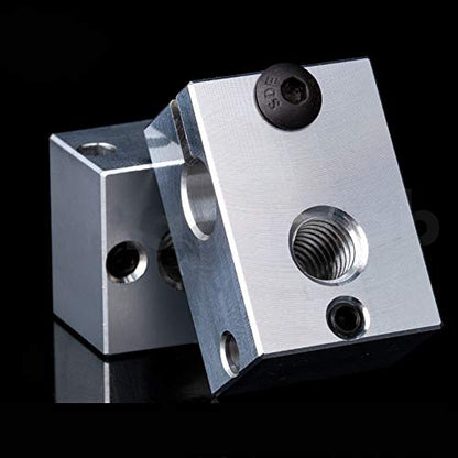 2pcs 3D Printer M6 Aluminum Heater Block Compatible with M3 Thermocouple PT100 Cartridge Sensor V6 Hotend Titan Aero Water Cooled Aqua Chimera Extruder (Aluminum)