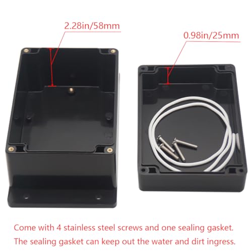 Project Box IP65 Waterproof Junction Box ABS Plastic Electrical Boxes DIY Electronic Project Case Power Enclosure with Fixed Ear 6.3x4.33x3.54 inch (160 x 110 x90 mm) - color: Black, size: 6.30"x4.33"x3.54"